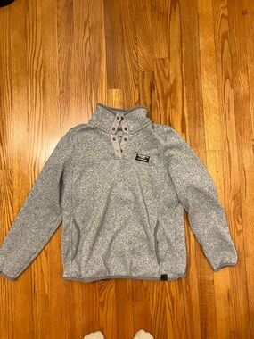 L.L. Bean Gray Knit Logo Patch Sweater